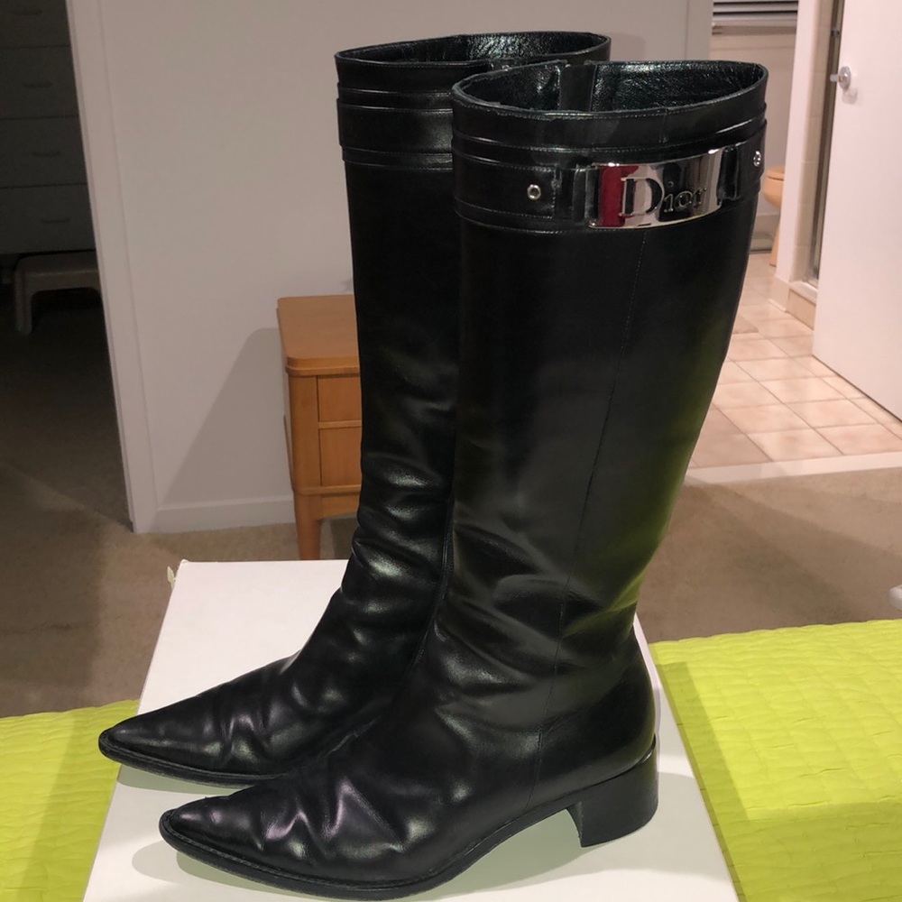 Dior black leather boots